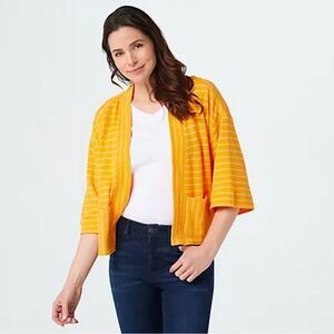 Isaac Mizrahi Women Knit Cardigan with Patch Pockets Tangerine Size Lg A379743